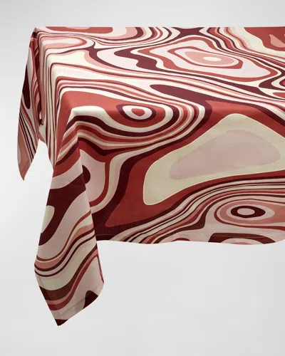 L'objet Waves Pink Linen Sateen Tablecloth