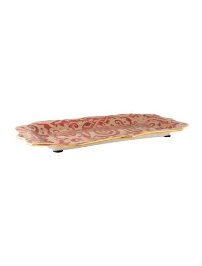Pre-owned L'objet X Fortuny Maori Platter In Metallic/red