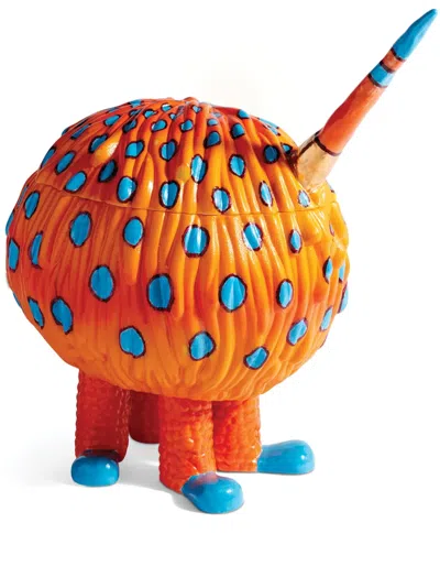 L'objet X Haas Brothers Gold Horn Tiger Vessel Box In Orange