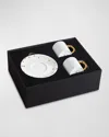 L'objet X Haas Mojave 3-piece Espresso Cup & Saucer Set In White/gold