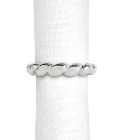 L'objet X Jessica Mccormack Porcelain Shell Napkin Rings In Silver