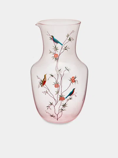 Lobmeyr Garden Of Paradise Hand-painted Crystal Water Pitcher  Abask Luxury Gift In Pink
