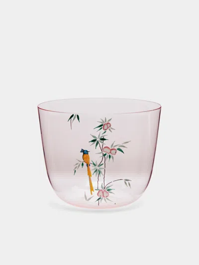 Lobmeyr Garden Of Paradise Hand-painted Crystal Water Tumbler  Abask Luxury Gift In Pink