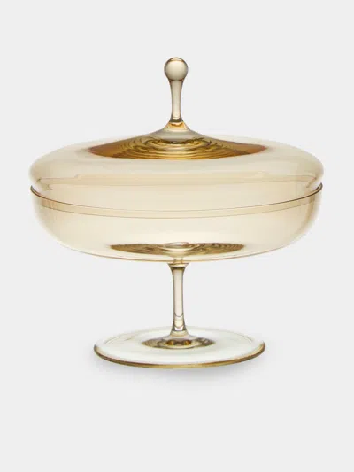Lobmeyr Hand-blown Crystal Flat Candy Dish In Gold