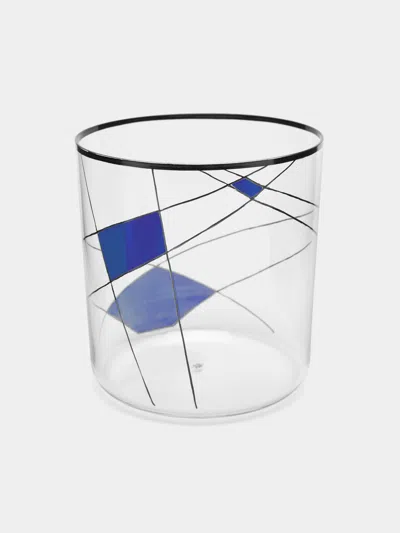 Lobmeyr Neo Enamel Hand-painted Crystal Tumbler  Abask Luxury Gift In Blue
