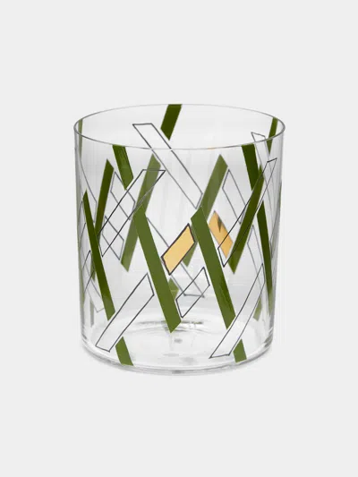 Lobmeyr Neo Enamel Hand-painted Crystal Tumbler  Abask Luxury Gift In Green