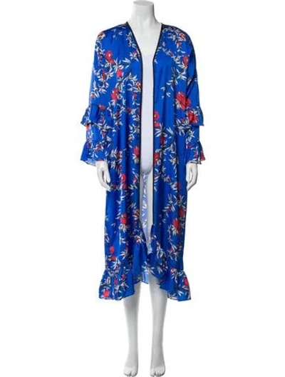 Pre-owned Loborosa Printed Robe In Blue