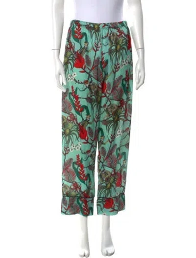 Pre-owned Loborosa Printed Wide Leg Pants In Green
