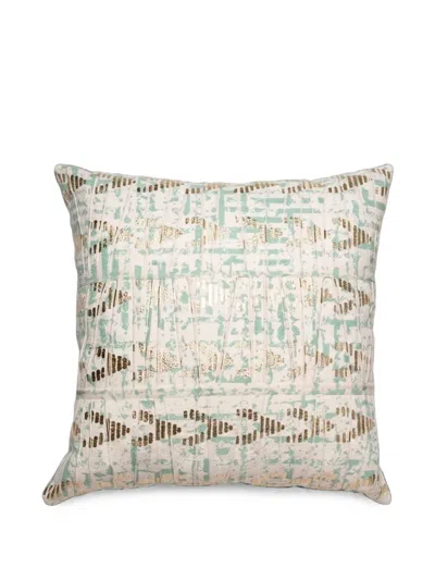 L'oca Nera Abstract-print Pleated Cushion In Neutral