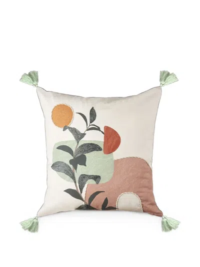 L'oca Nera Embroidered Tassel-trim Cushion In White