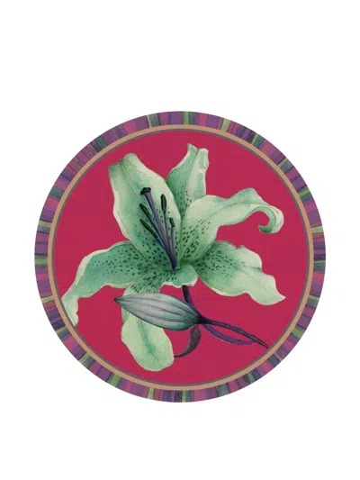 L'oca Nera Floral Striped Plate (39cm) In Multi