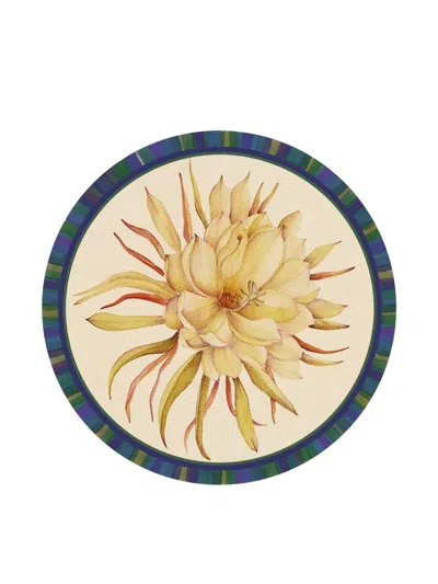 L'oca Nera Floral Striped Plate (39cm) In Neutral