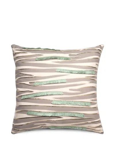 L'oca Nera Fringe-detail Abstract-pattern Cushion In Neutral