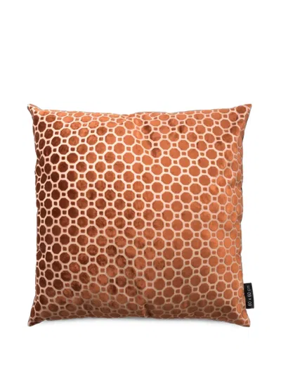 L'oca Nera Geometric-pattern Cotton Cushion In Orange