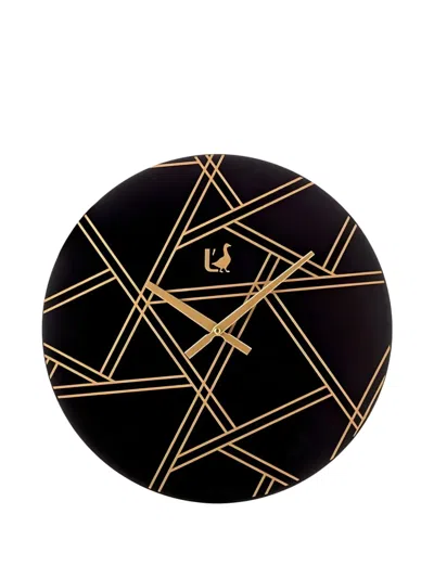 L'oca Nera Geometric-print Wall Clock In Black
