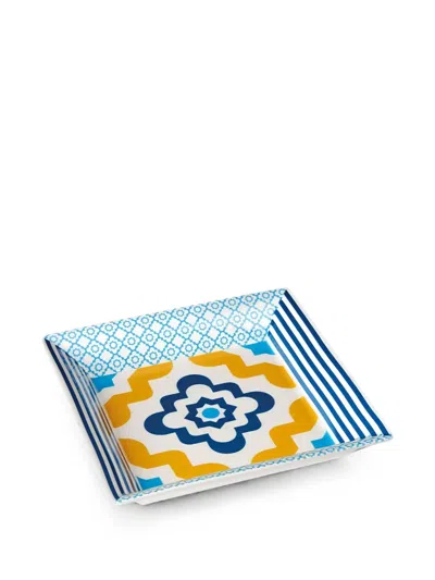 L'oca Nera Lisbona Tile-print Tray In Blue