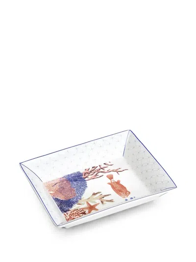 L'oca Nera Milos Marine-print Tray In White