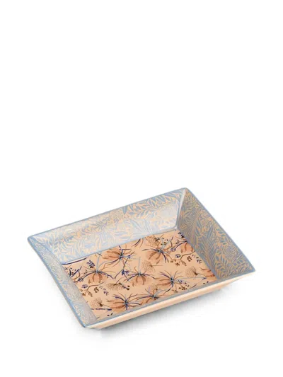 L'oca Nera Narciso Floral-print Tray In Blue