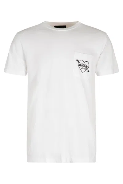 Local Authority Cotton Crew-neck T-shirt With Front Pocket And Back Print In White