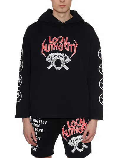 Local Authority Felpa In Cotone Tri Skull Tour In Black