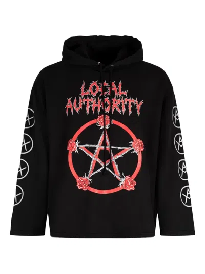 Local Authority Graphic-print Cotton Hoodie In Blue