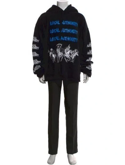 Pre-owned Local Authority Graphic Print Crew Neck Hoodie In Black