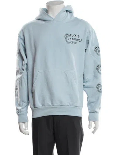 Pre-owned Local Authority Graphic Print Crew Neck Hoodie In Blue