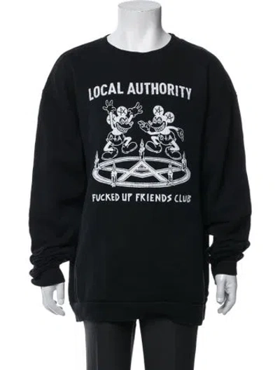 Pre-owned Local Authority Graphic Print Crew Neck Pullover In Black