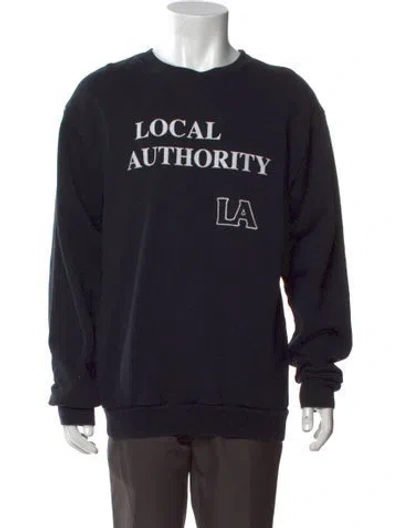 Pre-owned Local Authority Graphic Print Crew Neck Sweatshirt In Black