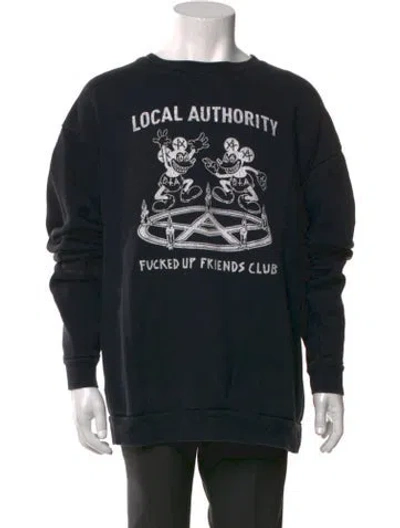 Pre-owned Local Authority Graphic Print Crew Neck Sweatshirt In Black