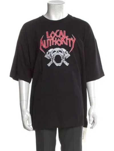 Pre-owned Local Authority Graphic Print Crew Neck T-shirt In Black