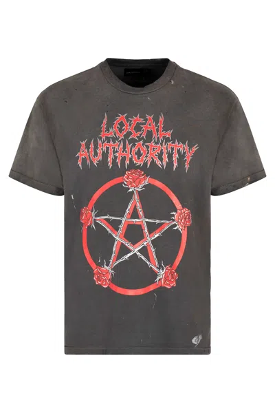 Local Authority Printed Cotton T-shirt In Black