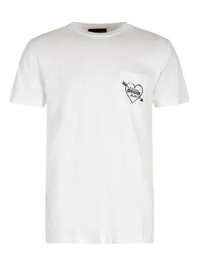 Local Authority Cotton Crew-neck T-shirt With Front Pocket And Back Print In White