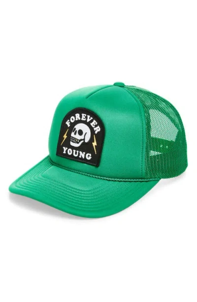 Local Beach Forever Young Patch Trucker Hat In Green