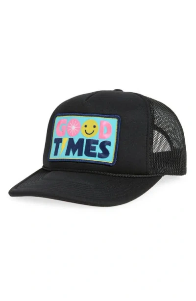 Local Beach Good Times Patch Trucker Hat In Black