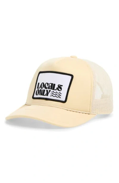 Local Beach Locals Only Ii Patch Snapback Trucker Hat In Neutral