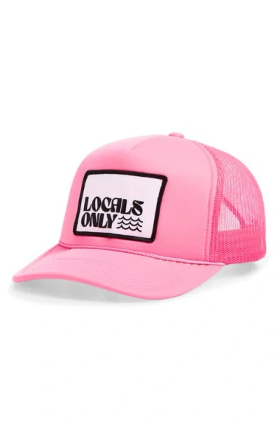 Local Beach Locals Only Ii Patch Snapback Trucker Hat In Pink