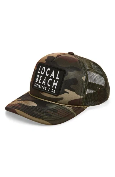 Local Beach Logo Patch Trucker Hat In Multi