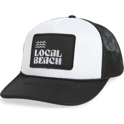 Local Beach Logo Patch Trucker Hat In White