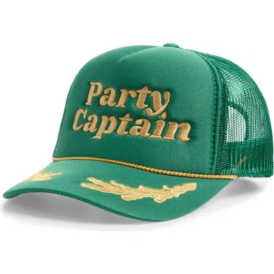 Local Beach Party Captain Embroidered Snapback Trucker Hat In Green