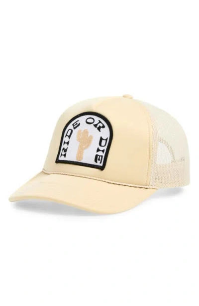 Local Beach Ride Or Die Patch Snapback Trucker Hat In Neutral