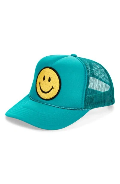 Local Beach Smiley Patch Trucker Hat In Blue