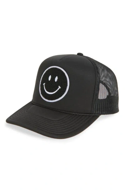 Local Beach Smiley Patch Trucker Hat In Burgundy