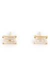 Local Eclectic Baguette Cut Birthstone Stud Earrings In Gold