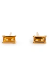 Local Eclectic Baguette Cut Birthstone Stud Earrings In Gold