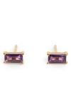 Local Eclectic Baguette Cut Birthstone Stud Earrings In Purple