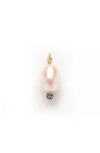 Local Eclectic Freshwater Pearl & Blue Topaz Charm In Gold