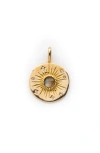 Local Eclectic Labradorite & Topaz Coin Charm In Gold