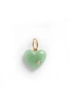 Local Eclectic Semiprecious Stone & Lab Grown Diamond Heart Charm In Green