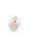 Local Eclectic Semiprecious Stone & Lab Grown Diamond Heart Charm In Pink